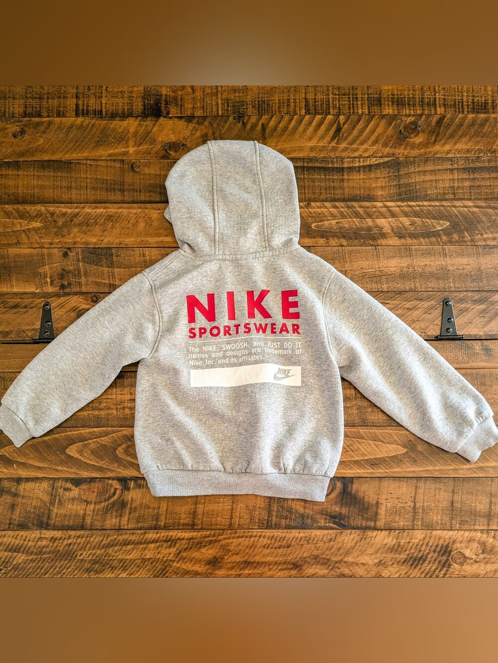 NIKE Sz 6M (5-6 yrs) Kids Gray Cotton Hoodie Breathable Athletic Pullover Unisex